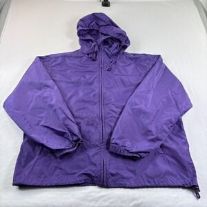 Eddie Bauer Jacket Mens Large Purple Windbreaker Rain Full Zip Water Resistant